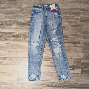 SO high rise mom jeans, light blue size 0